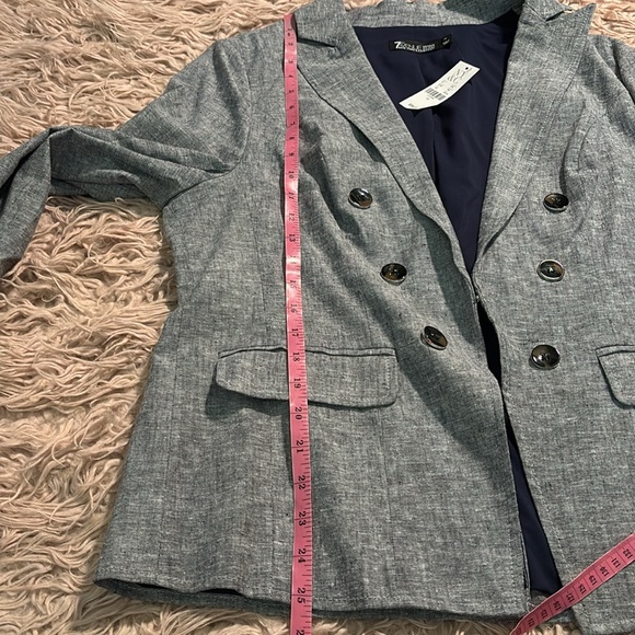 NWT New York & Company-7th Avenue Design Studio Linen Blend 3/4 Sleeve Blazer - Picture 12 of 13